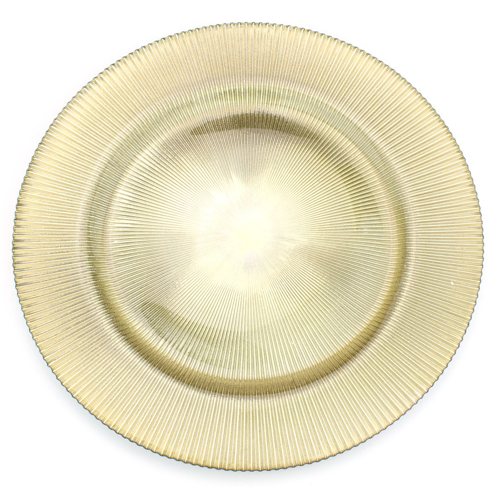 Glass Metallic Etched Design Charger Plate - Set of 4