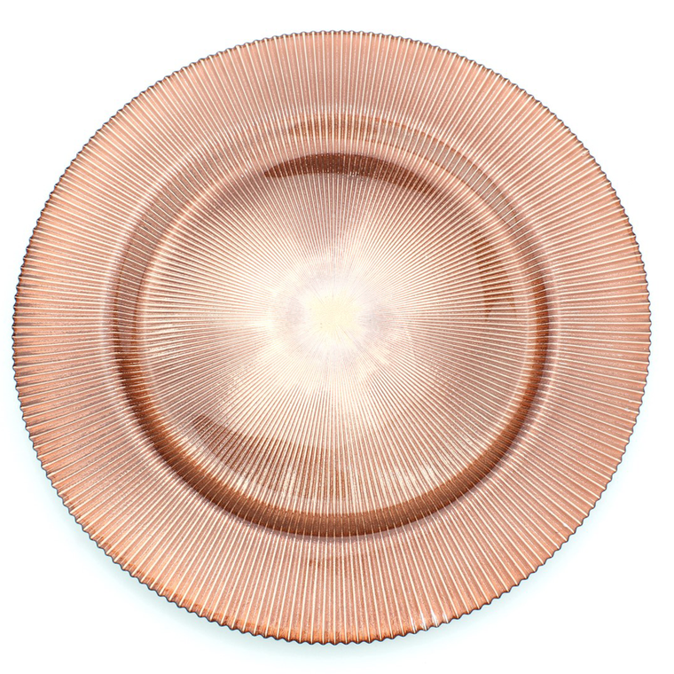 Glass Metallic Etched Design Charger Plate - Set of 4