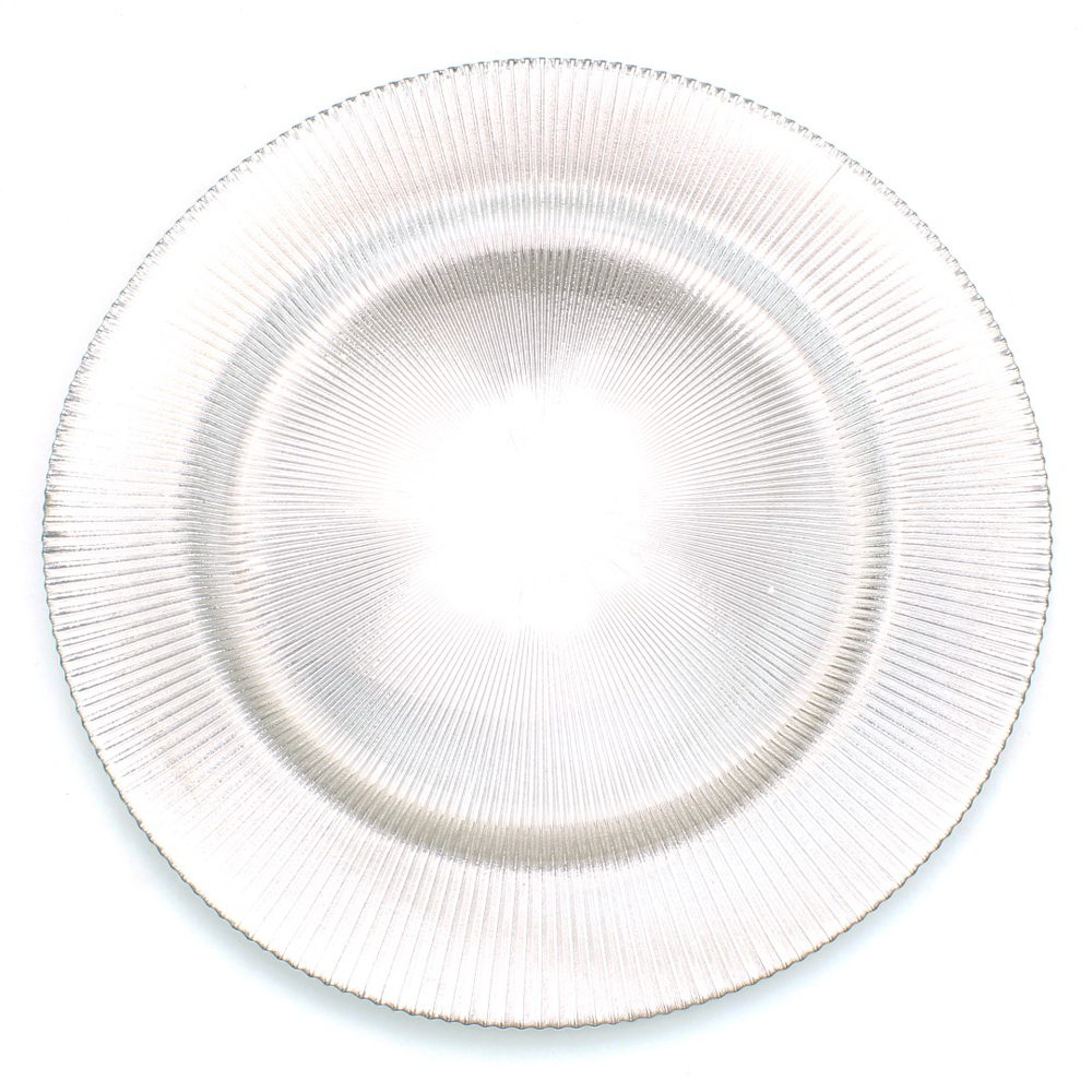 Glass Metallic Etched Design Charger Plate - Set of 4