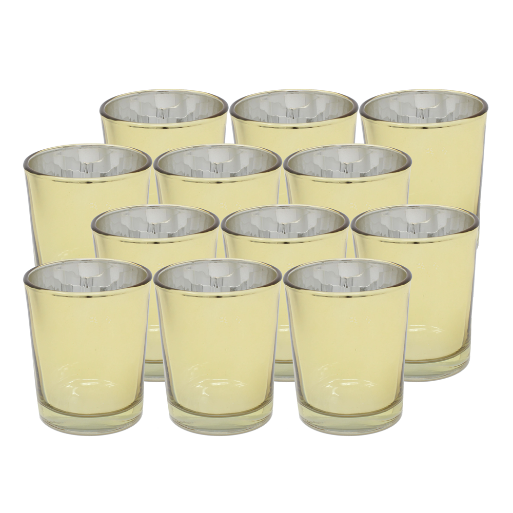 Ms Lovely Metallic Glass Votive Tealight Candle Holders - Set of 12