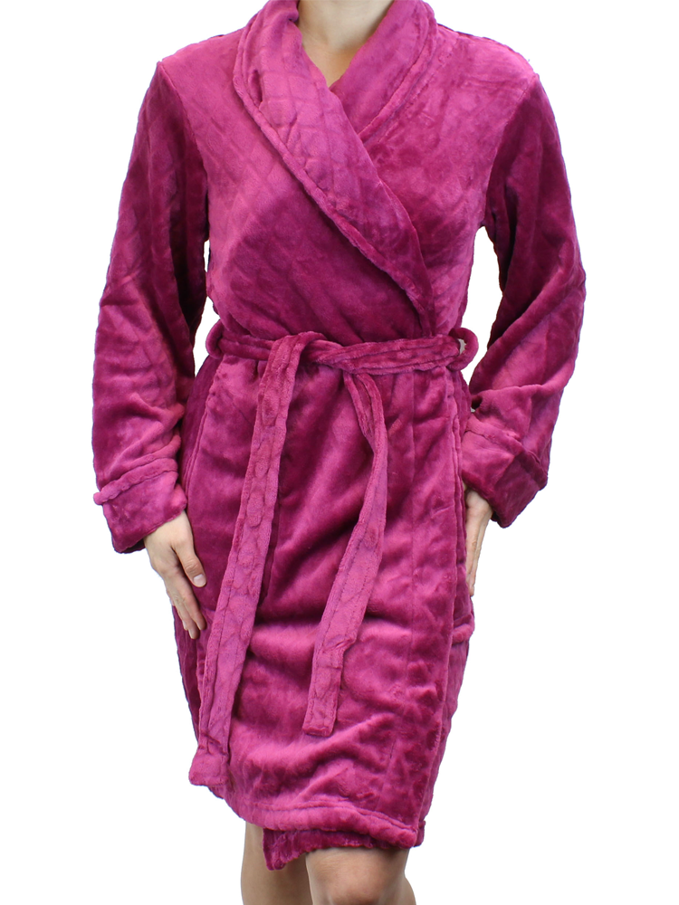 Short Quilted Pattern Fleece Robe