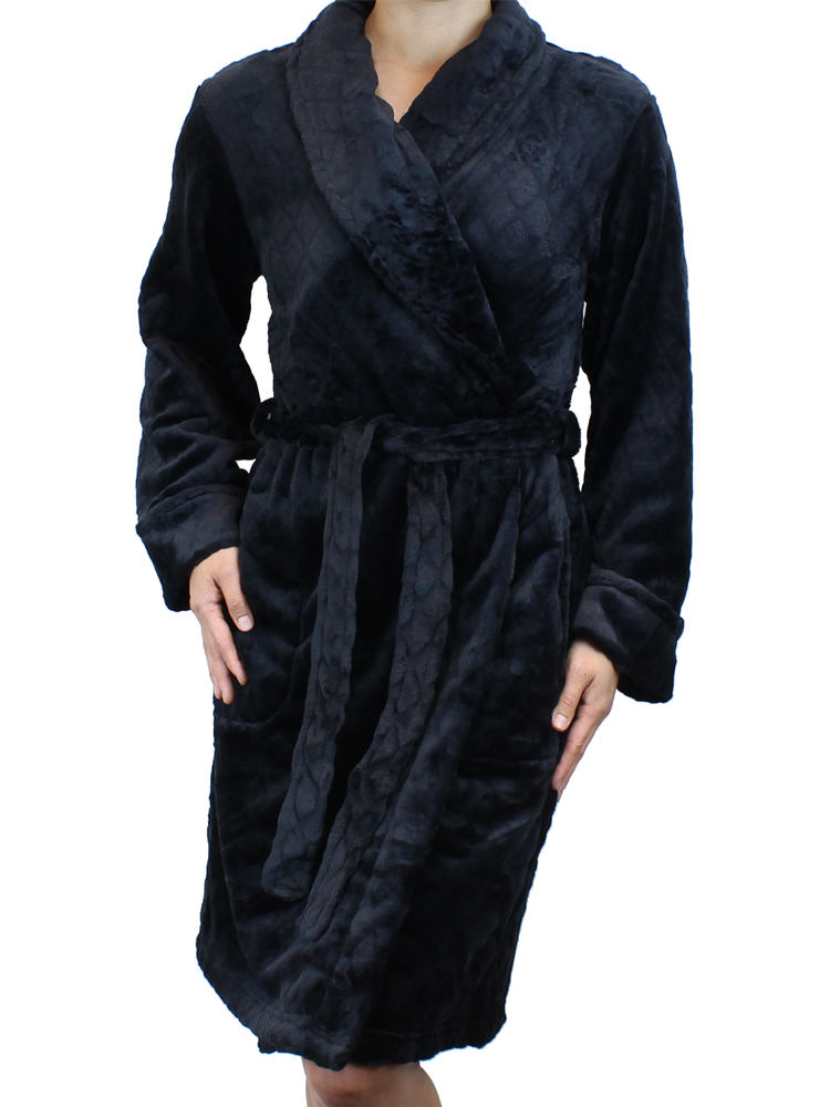 Short Quilted Pattern Fleece Robe