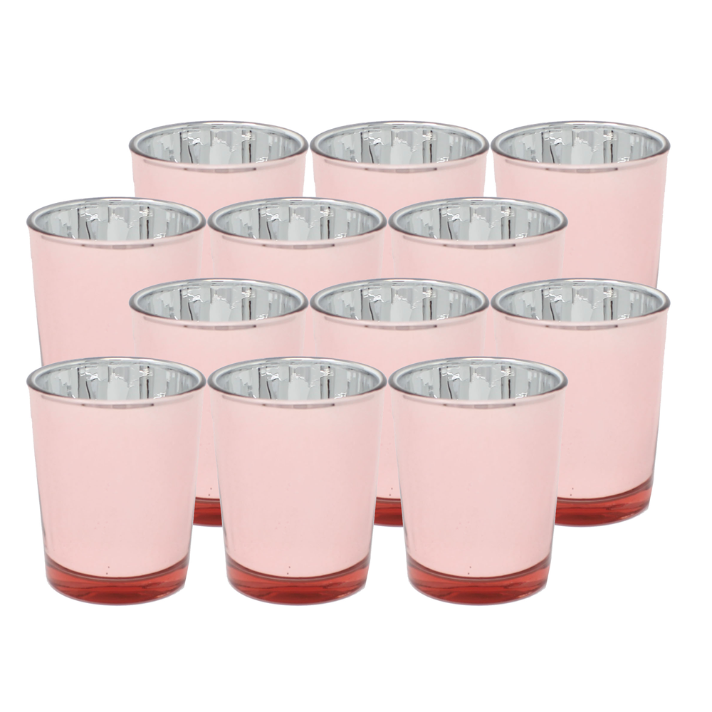 Ms Lovely Metallic Glass Votive Tealight Candle Holders - Set of 12