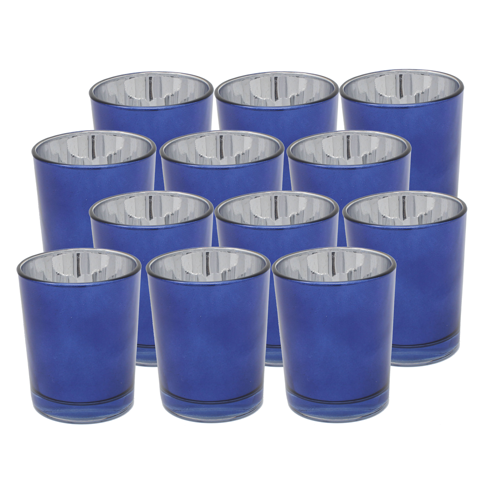Ms Lovely Metallic Glass Votive Tealight Candle Holders - Set of 12