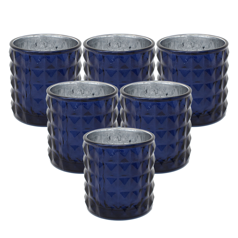 Ms Lovely Large Studded Glass Votive Tealight Candle Holders - Set of 6