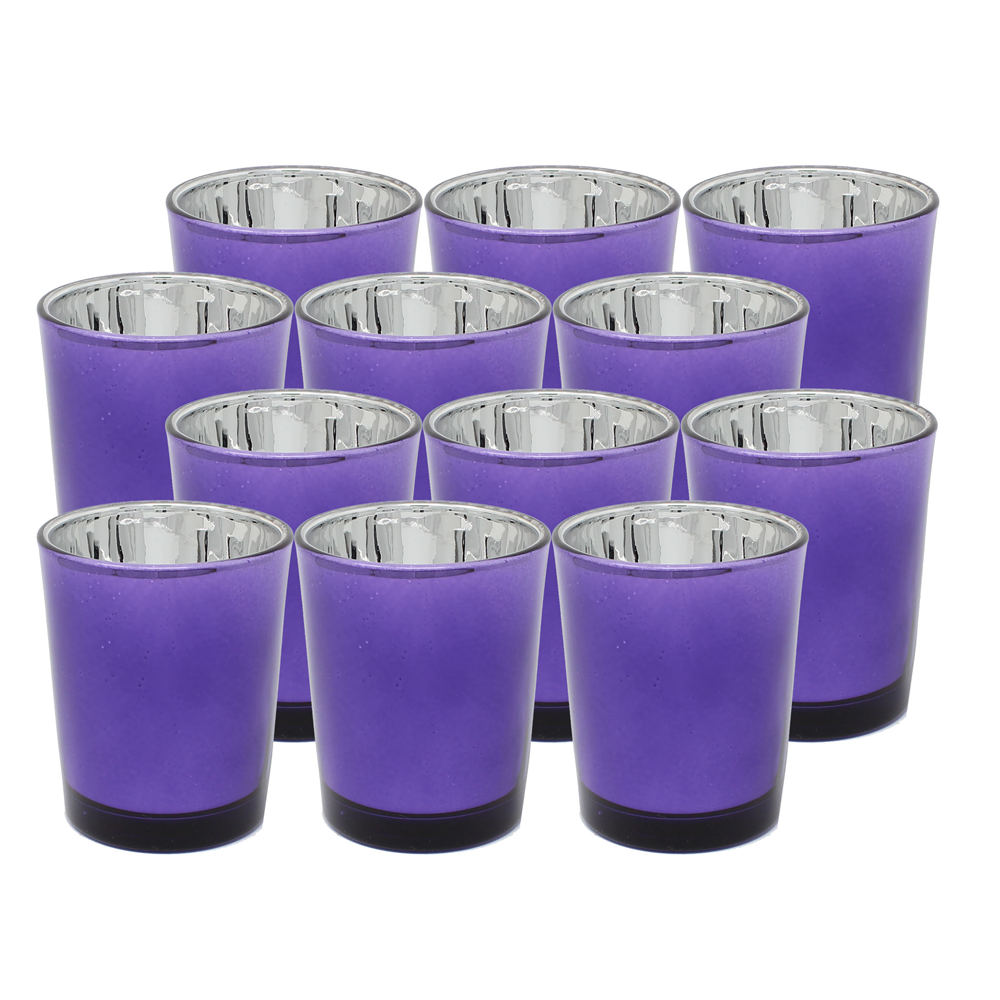 Ms Lovely Metallic Glass Votive Tealight Candle Holders - Set of 12