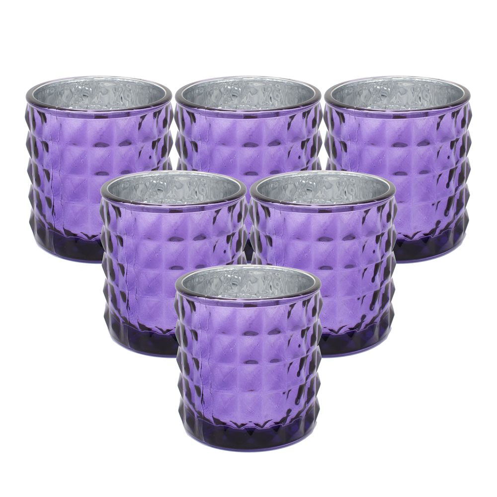 Ms Lovely Large Studded Glass Votive Tealight Candle Holders - Set of 6