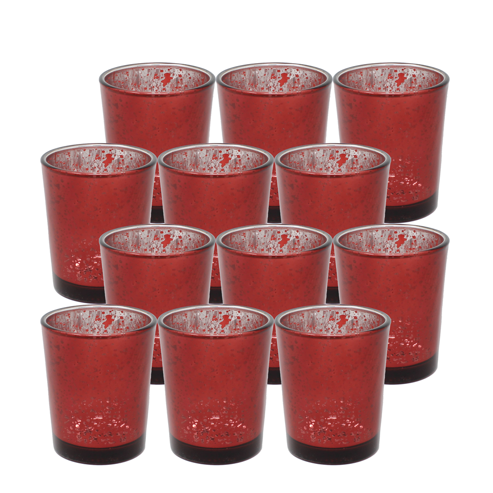 Mercury Glass Votive Tealight Candle Holders - Set of 12