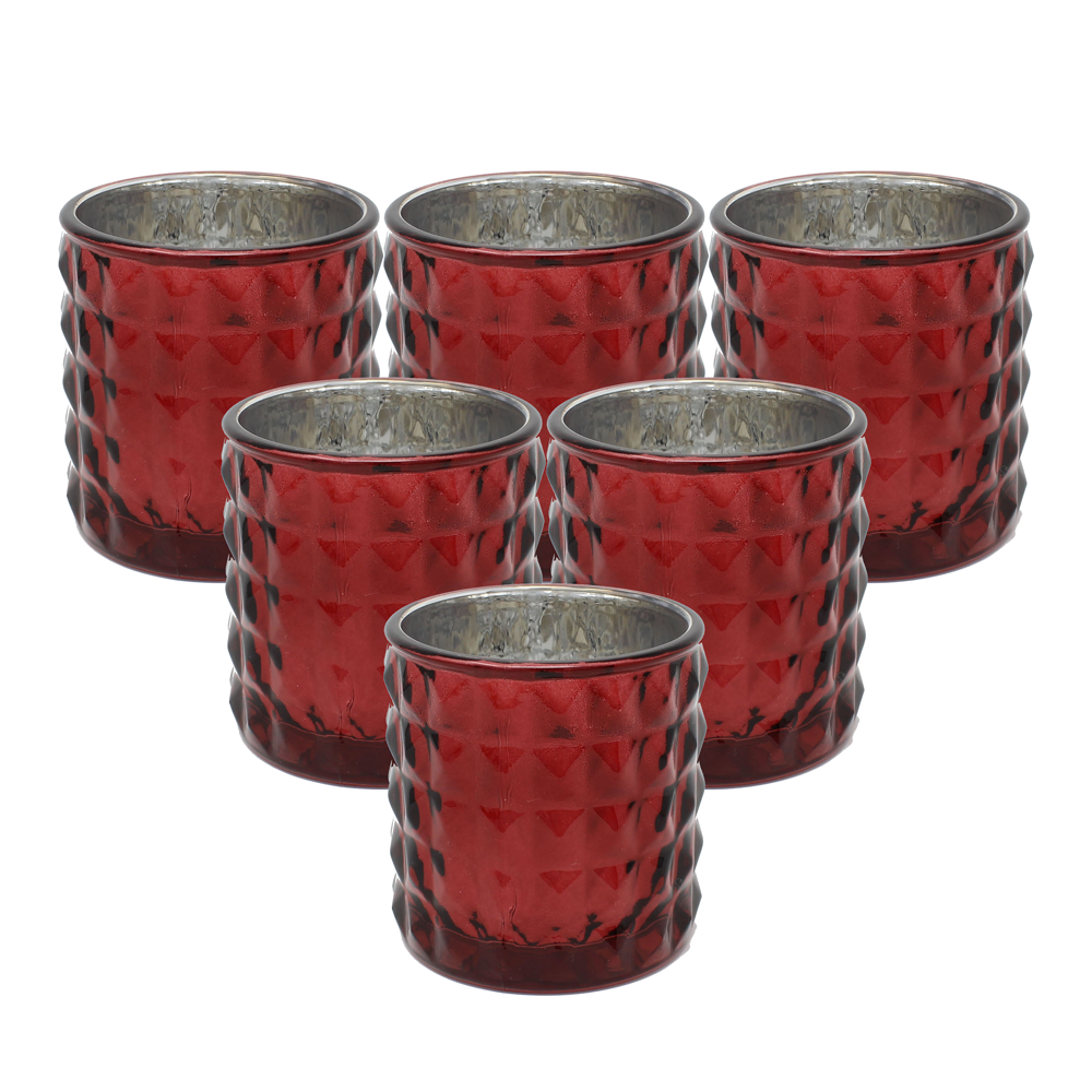 Ms Lovely Large Studded Glass Votive Tealight Candle Holders - Set of 6