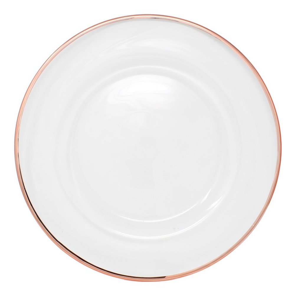 Glass Charger Plate With 1/4" Metallic Rim - Set of 4