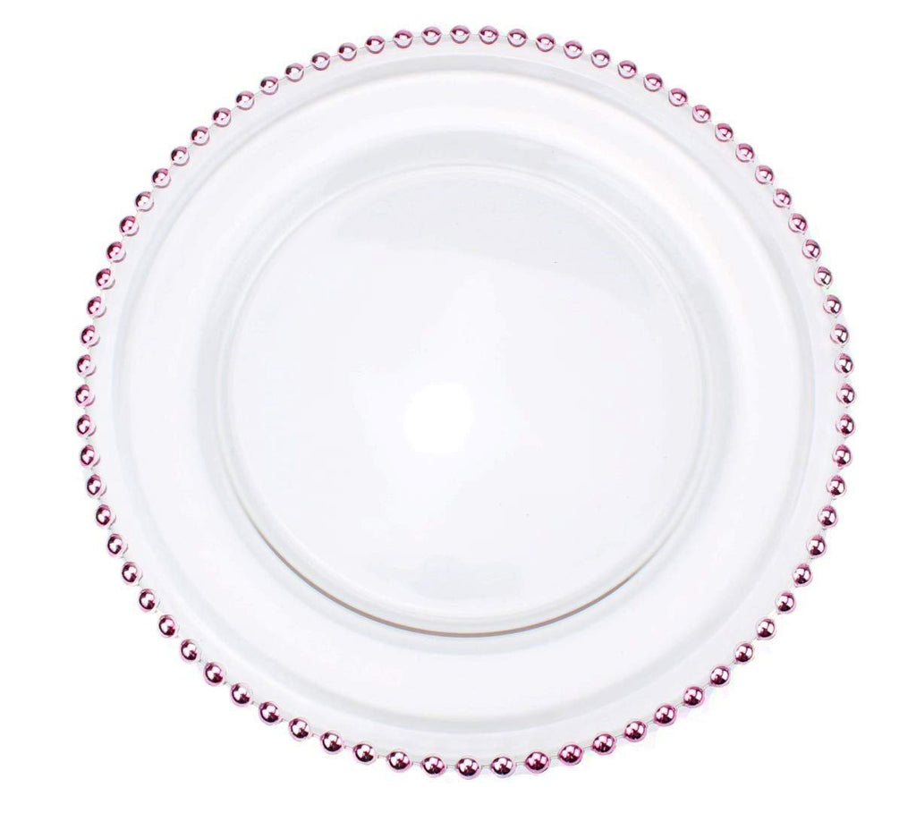Glass Charger Plate With Beaded Rim - Set of 4