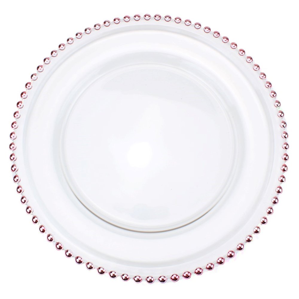Glass Charger Plate With Beaded Rim - Set of 4