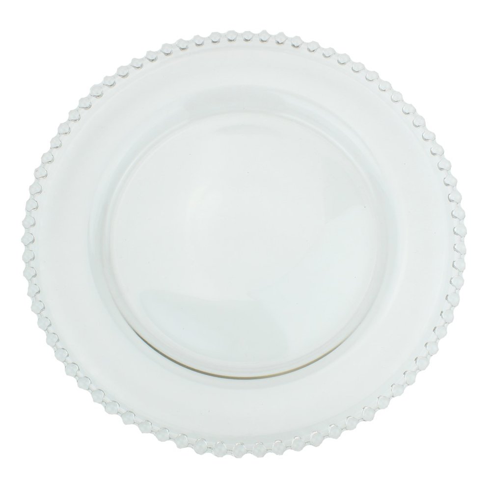 Glass Charger Plate With Beaded Rim - Set of 4