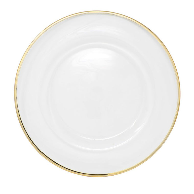 Glass Charger Plate With 1/4" Metallic Rim - Set of 4