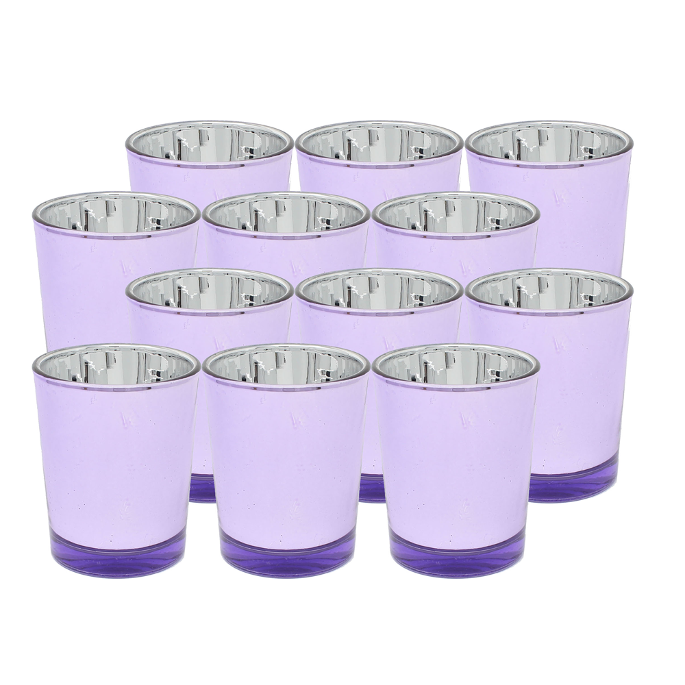 Ms Lovely Metallic Glass Votive Tealight Candle Holders - Set of 12