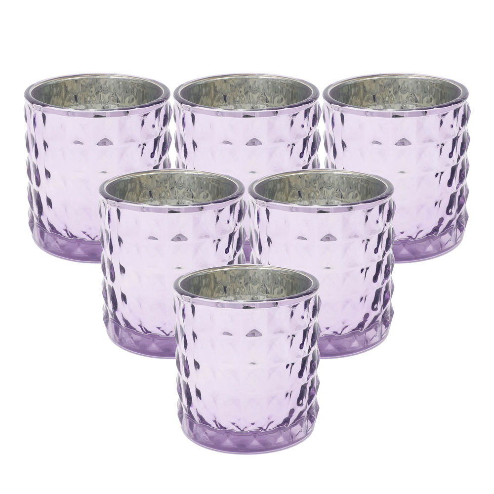 Ms Lovely Large Studded Glass Votive Tealight Candle Holders - Set of 6