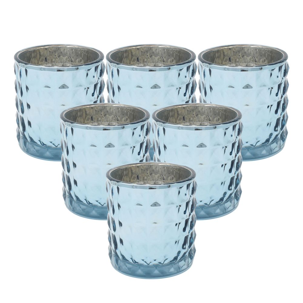 Ms Lovely Large Studded Glass Votive Tealight Candle Holders - Set of 6