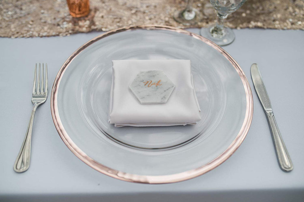 Glass Charger Plate With 1/4" Metallic Rim - Set of 4