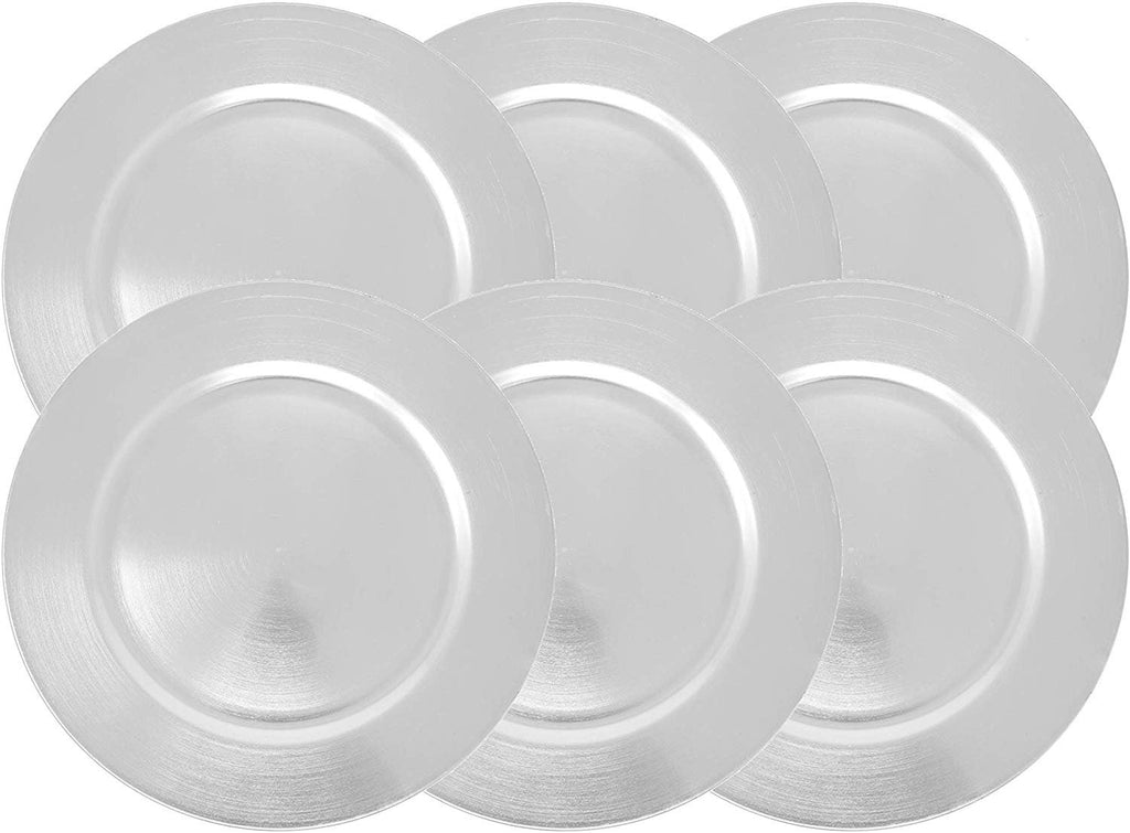 Metallic Foil Charger Plates - Set of 6 - Made of Thick Plastic