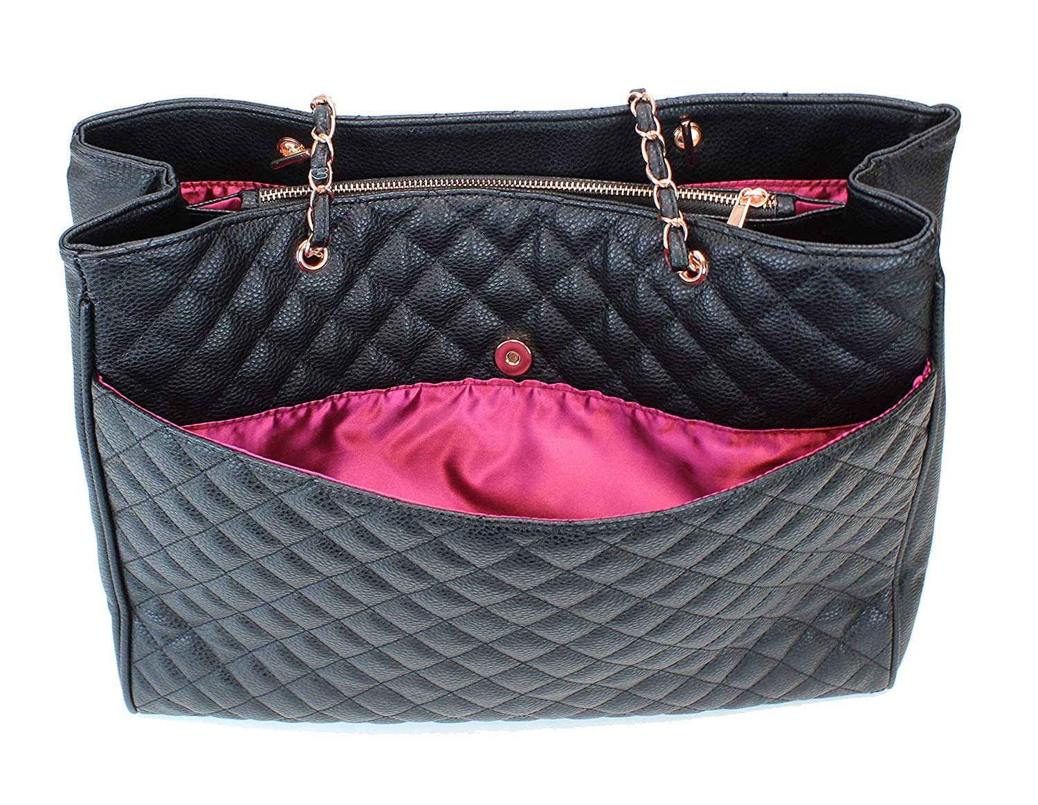 Women's Premium Quilted Tote Bag - 15 Inch Laptop Compartment, Top Handle Satchel, TSA-Friendly Travel Handbag