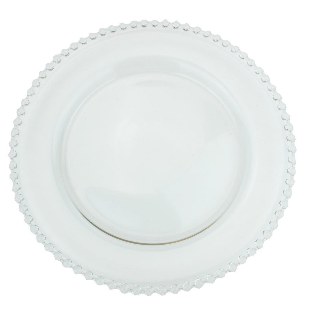 Glass Charger Plate With Beaded Rim - Set of 4