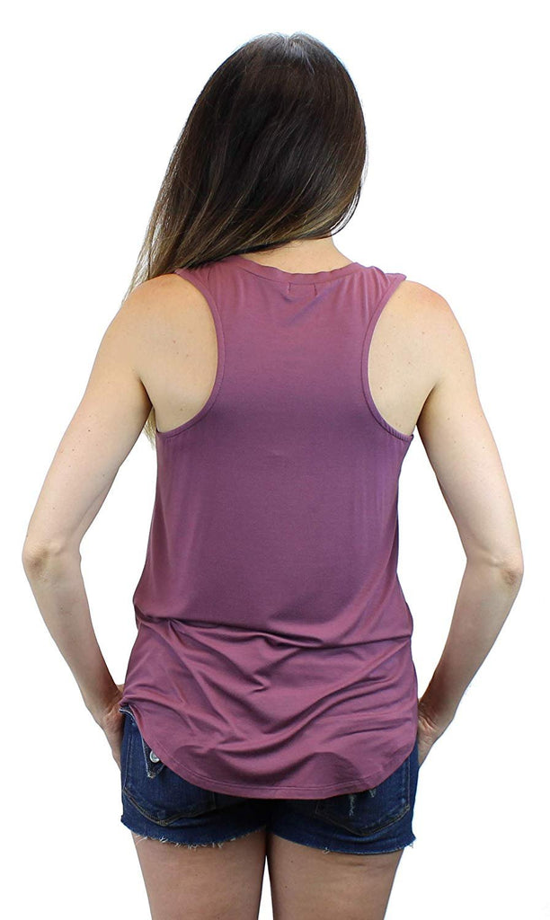 Ms Lovely Women's V-Neck Racerback Tank Top Loose and Long T-Shirt