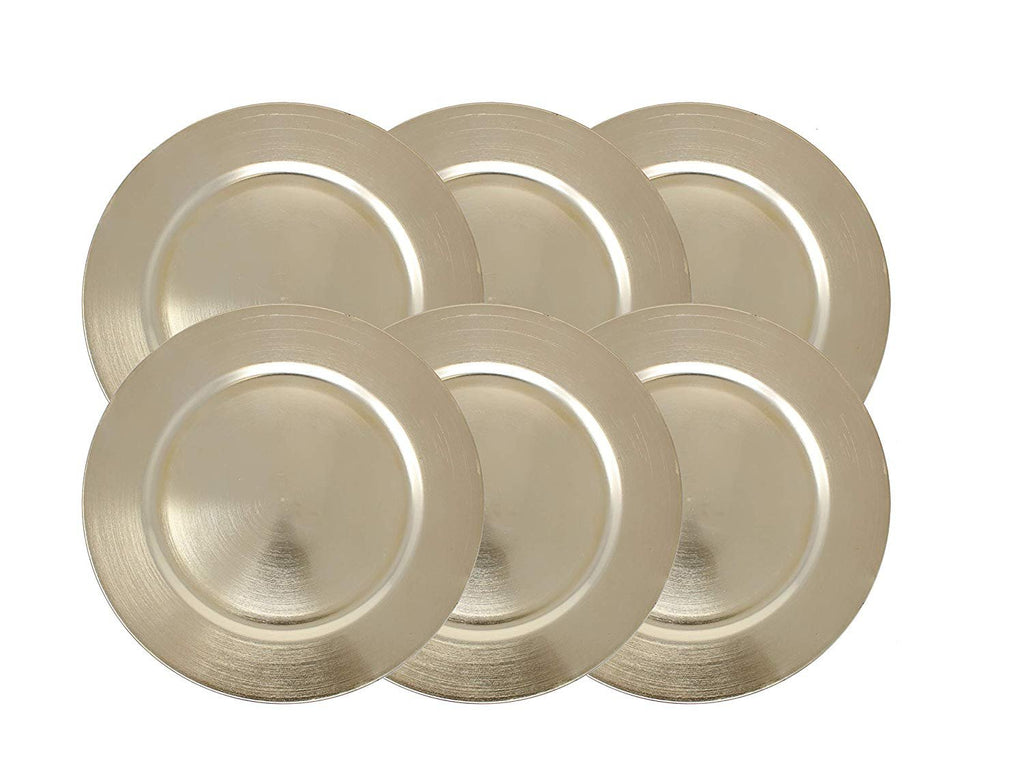 Metallic Foil Charger Plates - Set of 6 - Made of Thick Plastic