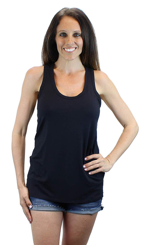 Ms Lovely Women's Soft Scoop Neck Racerback Tank Top Loose and Long Length Shirt