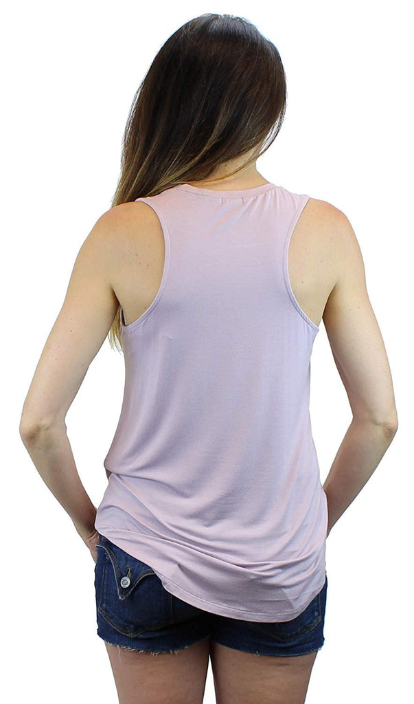 Ms Lovely Women's V-Neck Racerback Tank Top Loose and Long T-Shirt