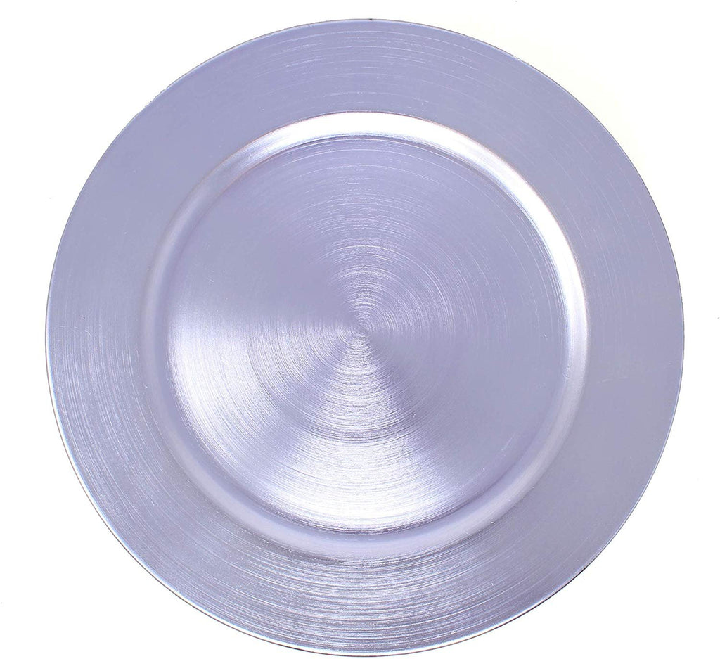 Ms Lovely Metallic Foil Charger Plates - Set of 6 - Made of Thick Plastic - Dark Purple