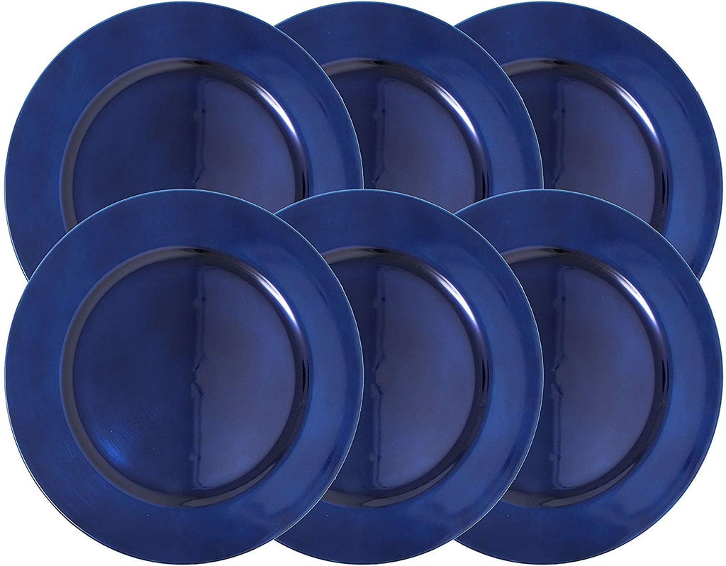 Metallic Foil Charger Plates - Set of 6 - Made of Thick Plastic