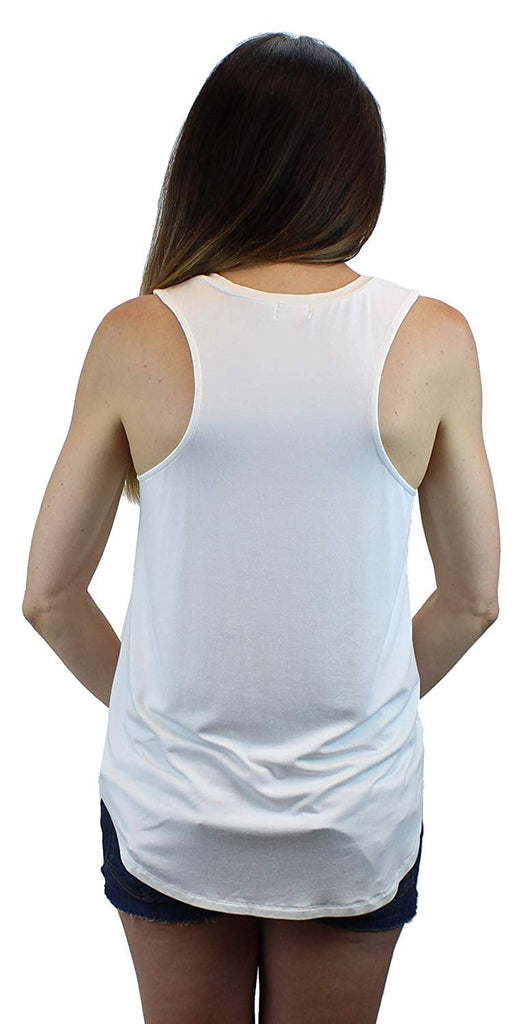 Ms Lovely Women's V-Neck Racerback Tank Top Loose and Long T-Shirt