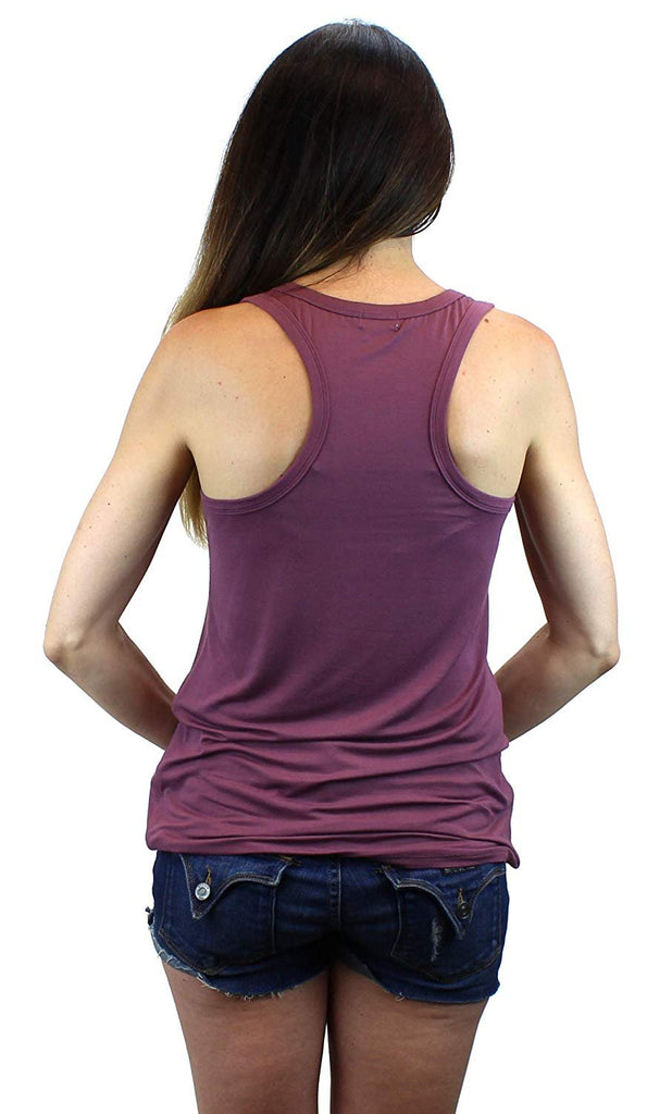 Ms Lovely Women's Soft Scoop Neck Racerback Tank Top Loose and Long Length Shirt
