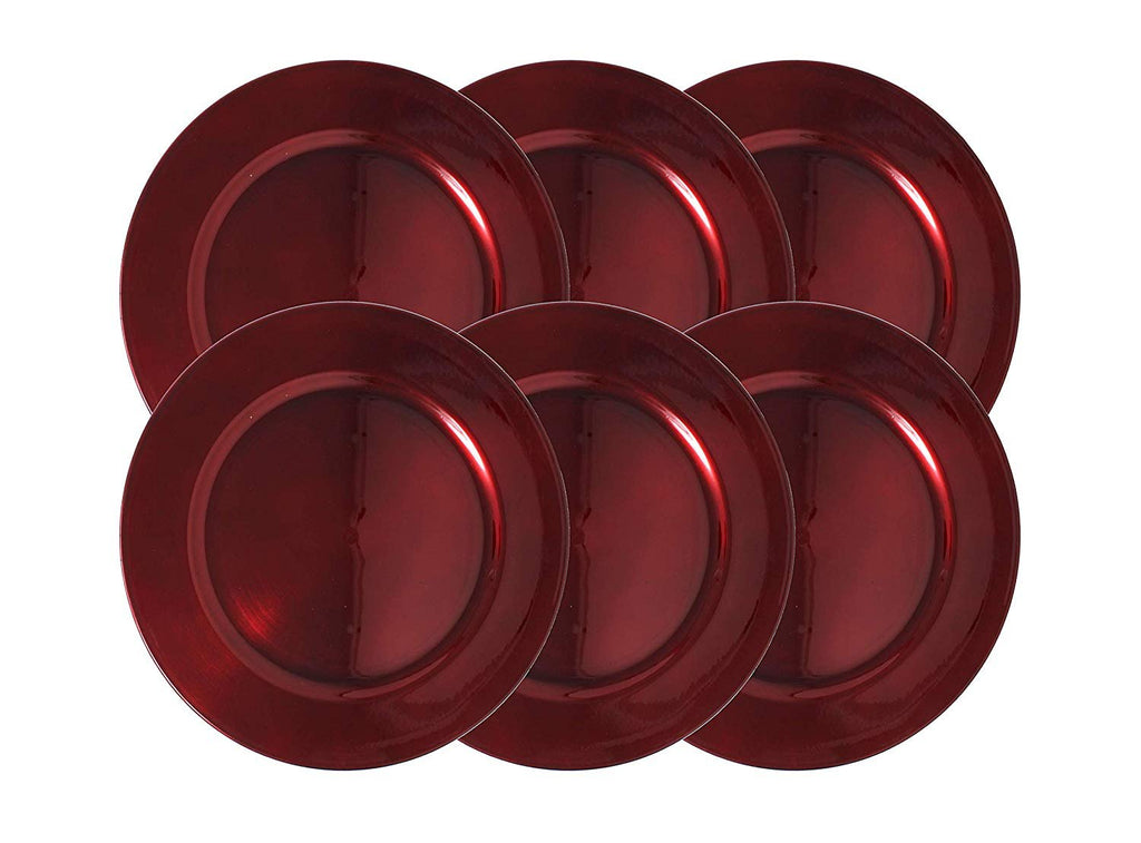 Ms Lovely Metallic Foil Charger Plates - Set of 6 - Made of Thick Plastic - Dark Purple