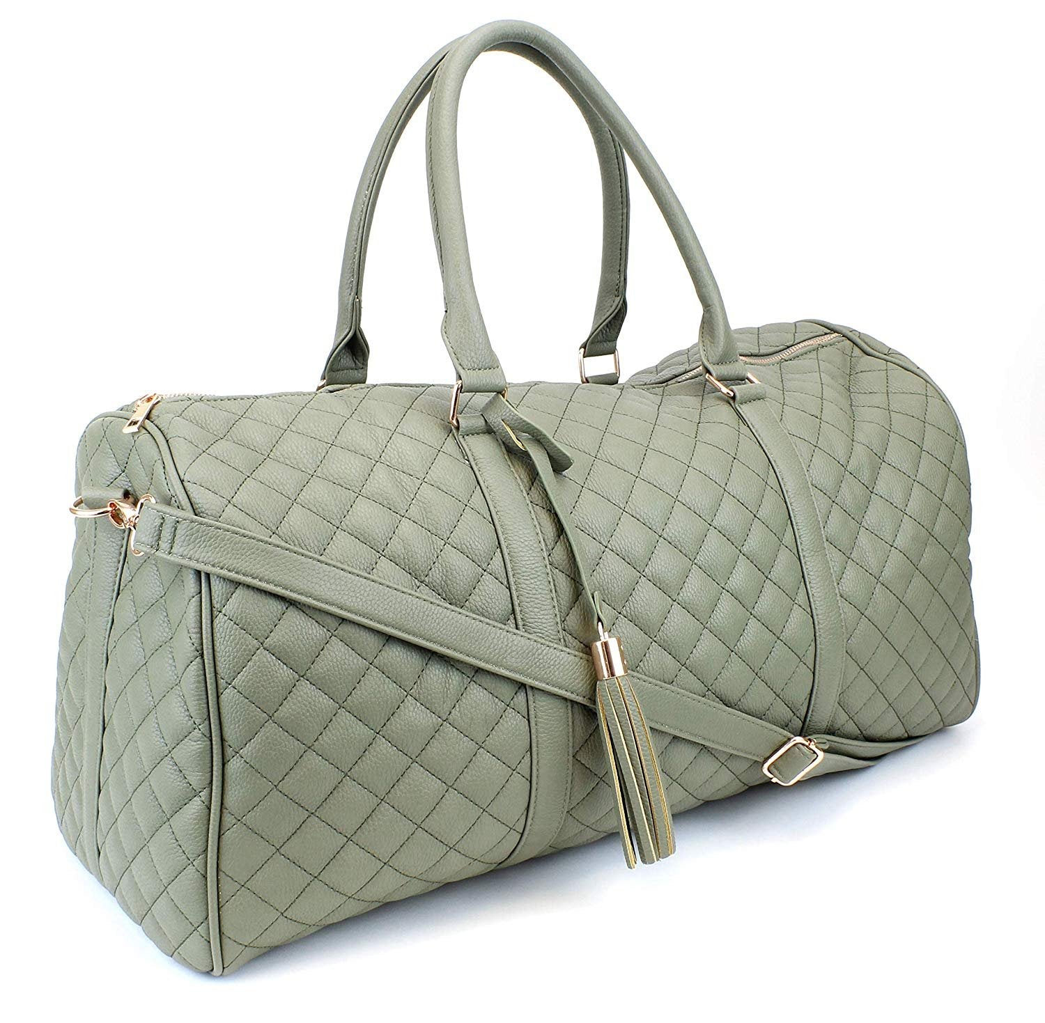 Mint Green Leather Duffle Bag