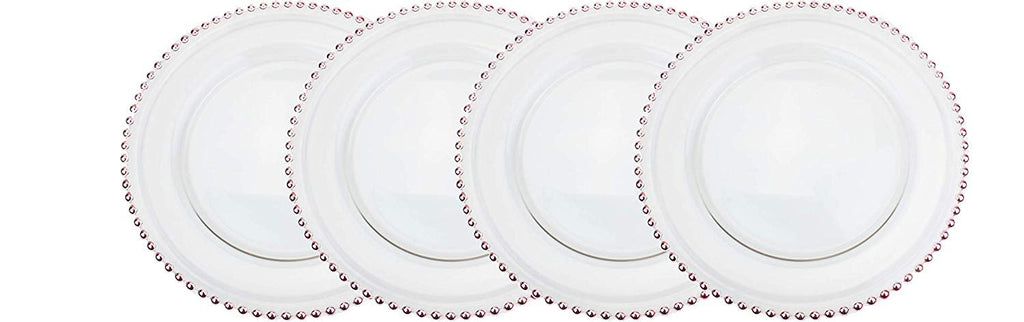 Glass Charger Plate With Beaded Rim - Set of 4