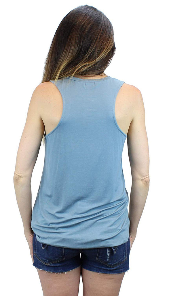 Ms Lovely Women's V-Neck Racerback Tank Top Loose and Long T-Shirt