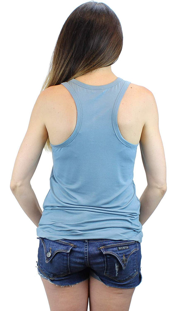 Ms Lovely Women's Soft Scoop Neck Racerback Tank Top Loose and Long Length Shirt