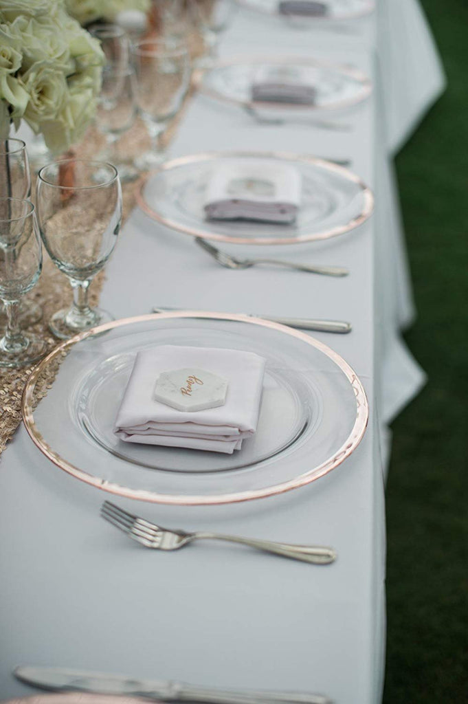 Glass Charger Plate With 1/4" Metallic Rim - Set of 4