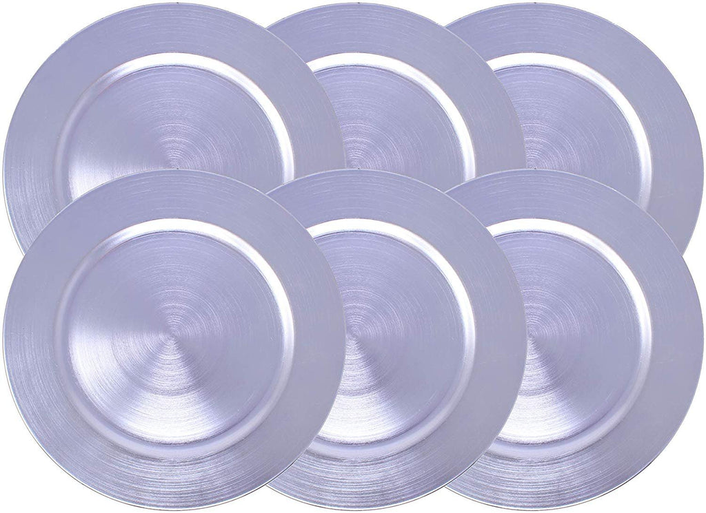 Ms Lovely Metallic Foil Charger Plates - Set of 6 - Made of Thick Plastic - Dark Purple