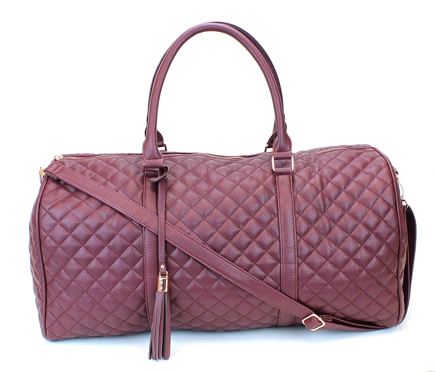 Suave Quilted Luxe Leather Carryall at Guess