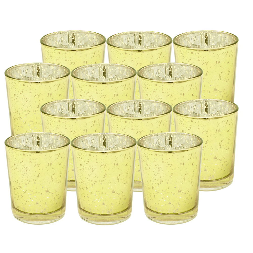 Mercury Glass Votive Tealight Candle Holders - Set of 12