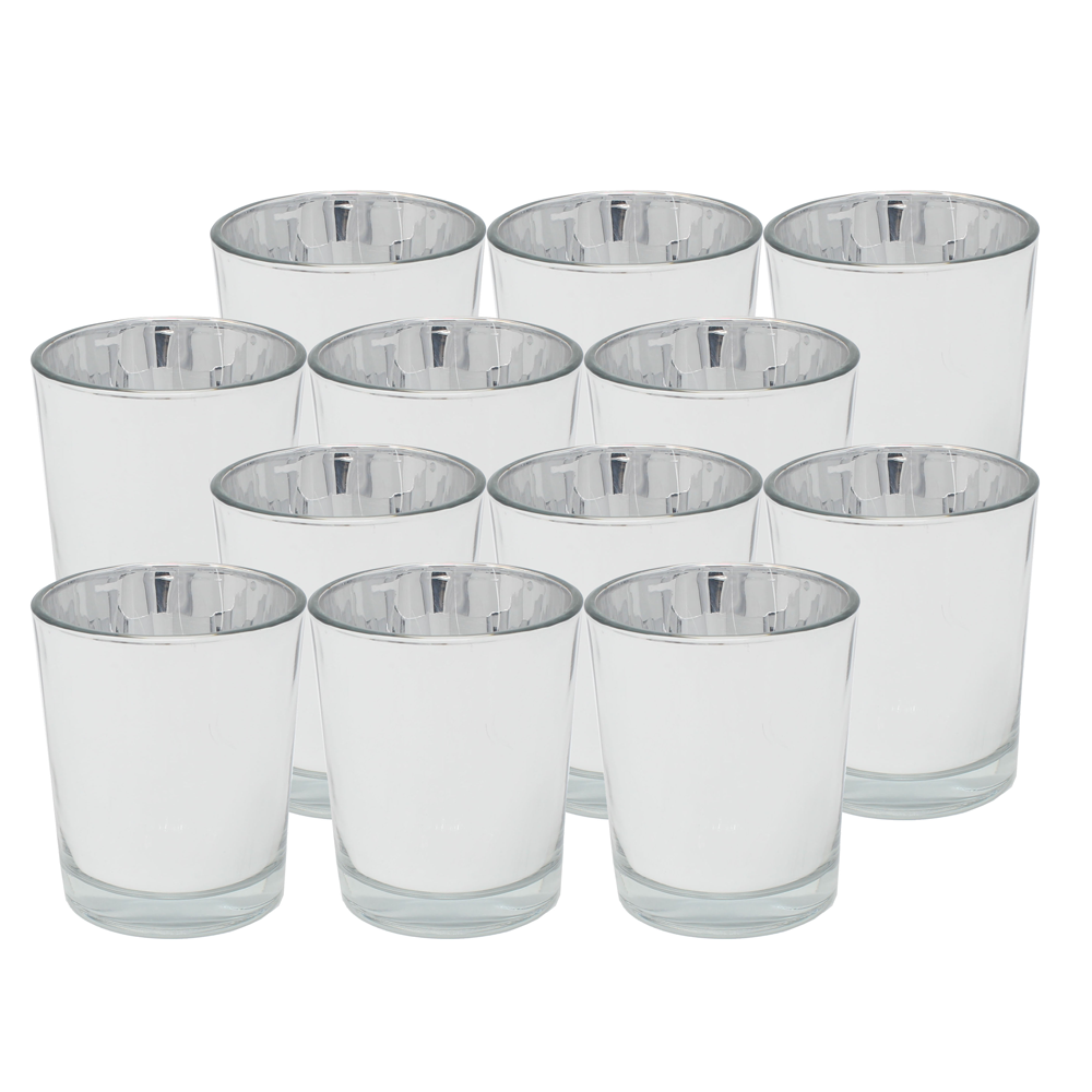 Ms Lovely Metallic Glass Votive Tealight Candle Holders - Set of 12