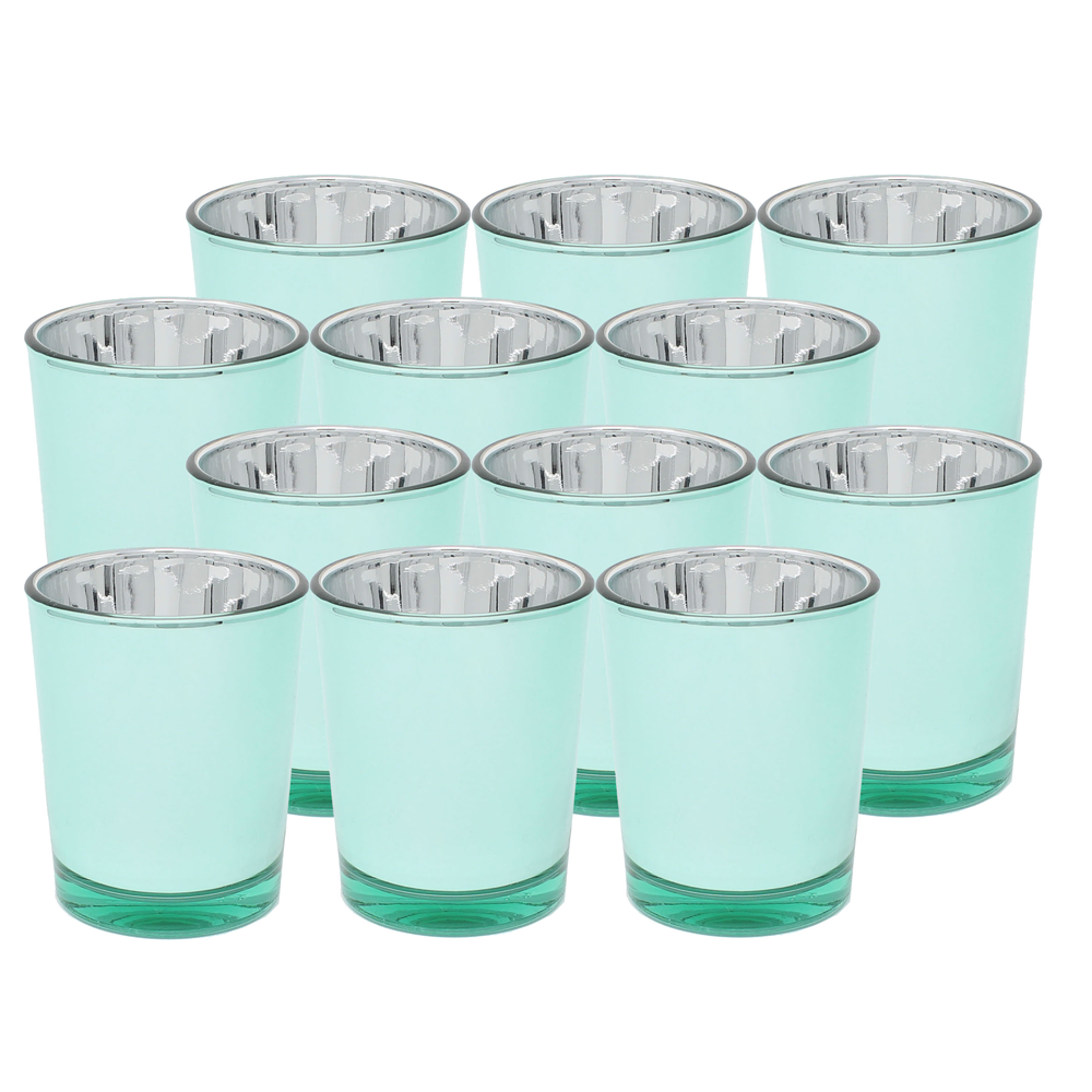 Ms Lovely Metallic Glass Votive Tealight Candle Holders - Set of 12