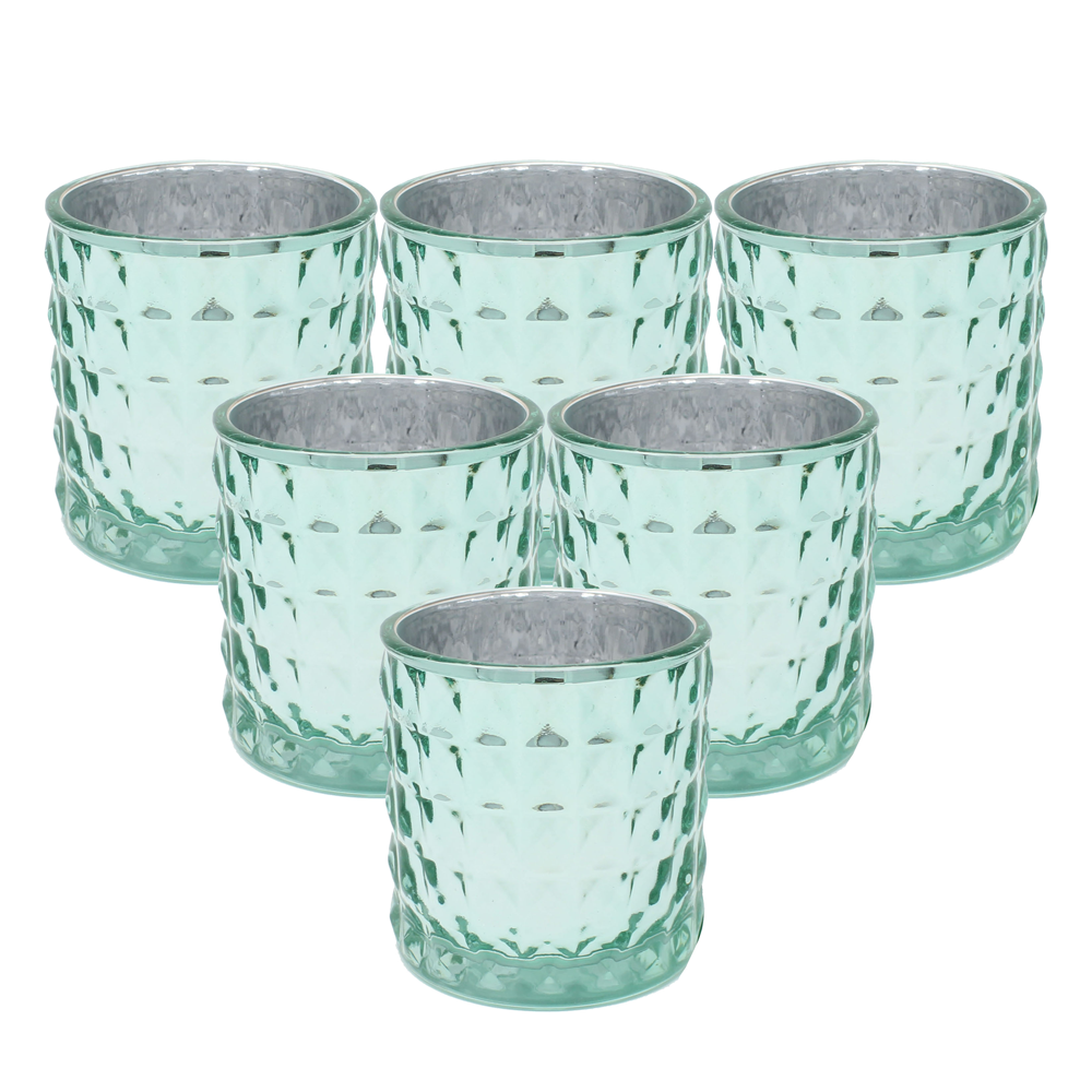 Ms Lovely Large Studded Glass Votive Tealight Candle Holders - Set of 6