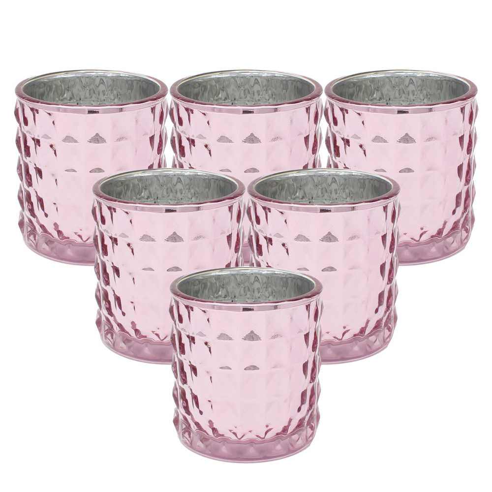 Ms Lovely Large Studded Glass Votive Tealight Candle Holders - Set of 6