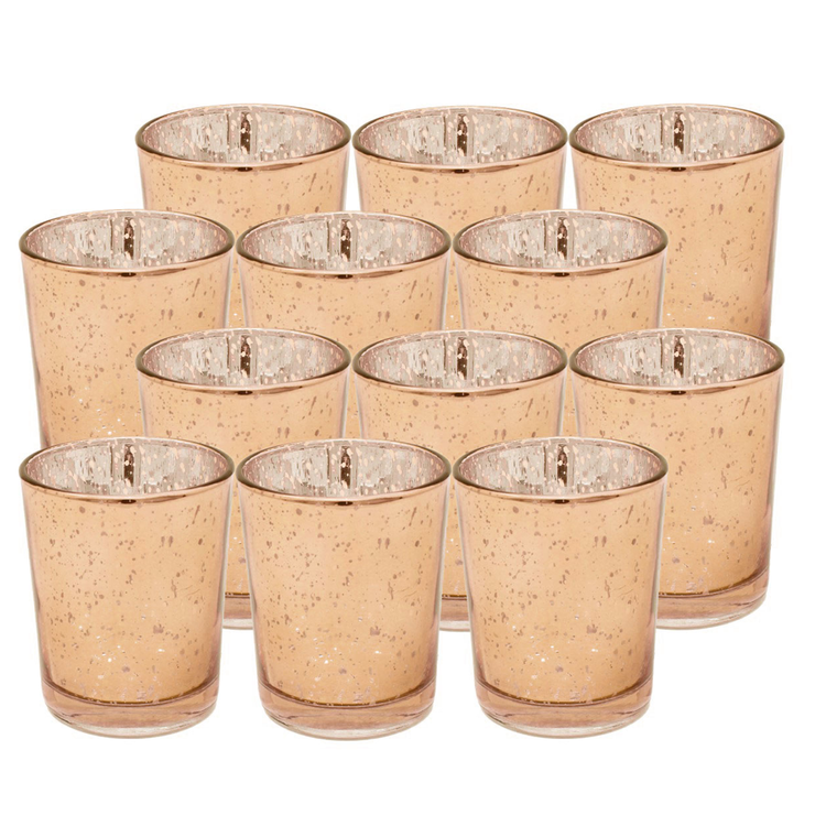 Mercury Glass Votive Tealight Candle Holders - Set of 12