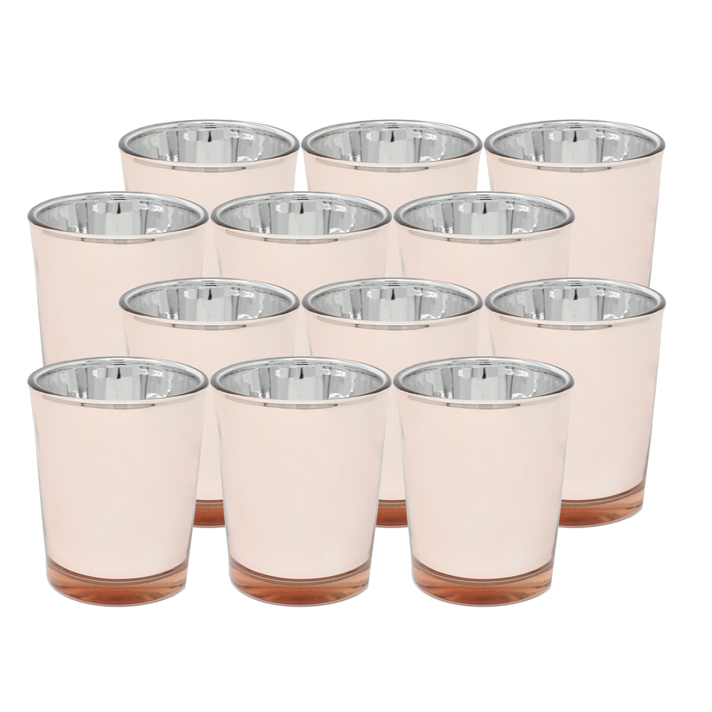 Ms Lovely Metallic Glass Votive Tealight Candle Holders - Set of 12