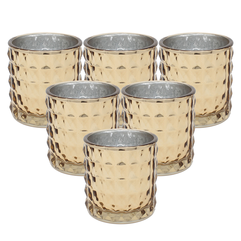 Ms Lovely Large Studded Glass Votive Tealight Candle Holders - Set of 6