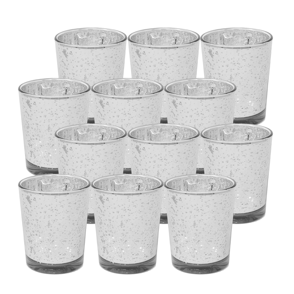 Mercury Glass Votive Tealight Candle Holders - Set of 12